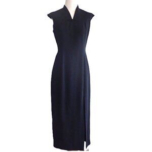 VTG Classic Tahari Maxi Dress with Side Slit in Black Size S